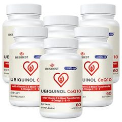 Besibest ubiquinol 600mg softgel bottle showing potential energy support.