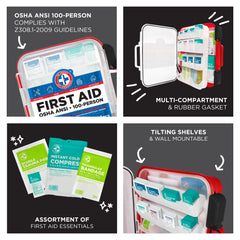 Be Smart Get Prepared First Aid Kit mounted on wall for easy retrieval