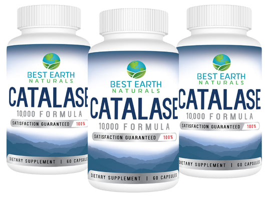 Best Earth Naturals catalase supplement bottle front with hair vitality focus.