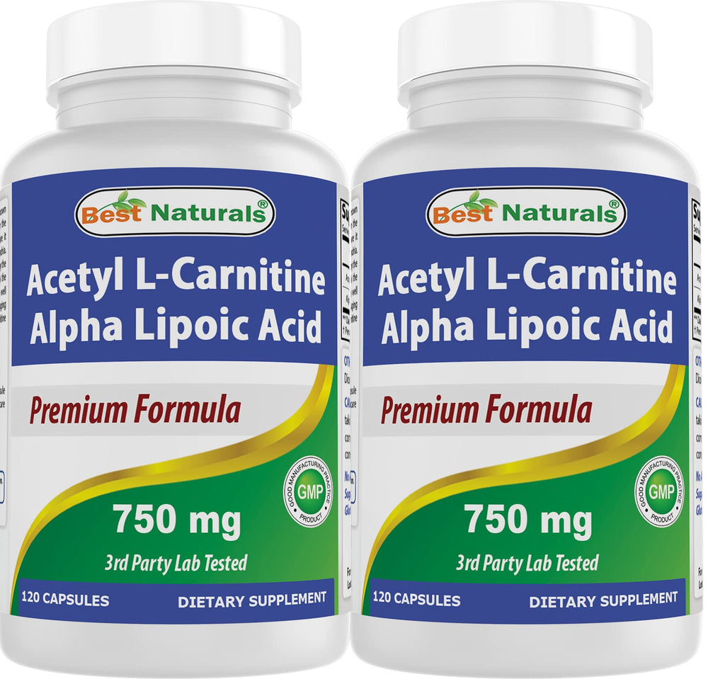 Best Naturals acetyl L-carnitine alpha lipoic acid bottle front, high-potency daily supplement