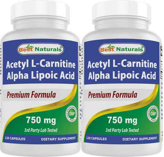 Best Naturals acetyl L-carnitine alpha lipoic acid bottle front, high-potency daily supplement