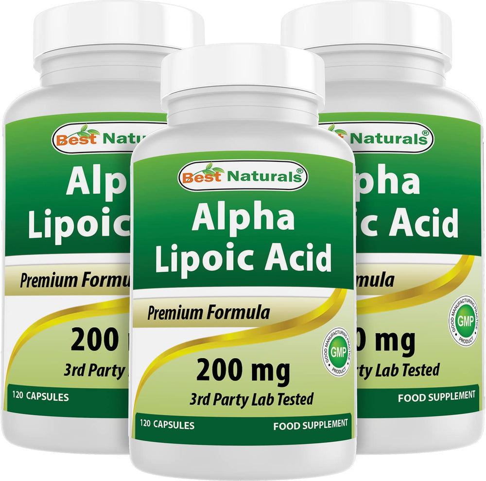 Best Naturals Alpha Lipoic Acid 200 mg bottle front view for daily antioxidant support.