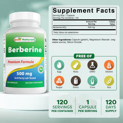 Close-up of Best Naturals Berberine capsules for easy swallowing