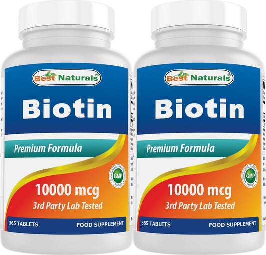 Best Naturals Biotin bottle front view, easy daily supplement for hair and nails support.