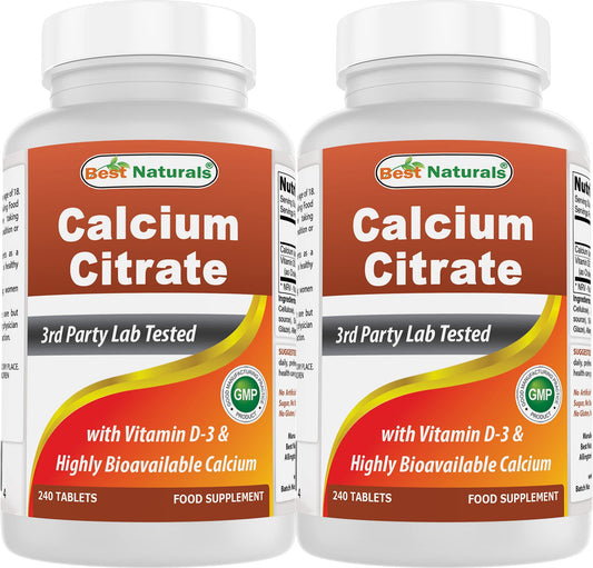 Best Naturals Calcium Citrate with Vitamin D-3 bottle front for everyday calcium support
