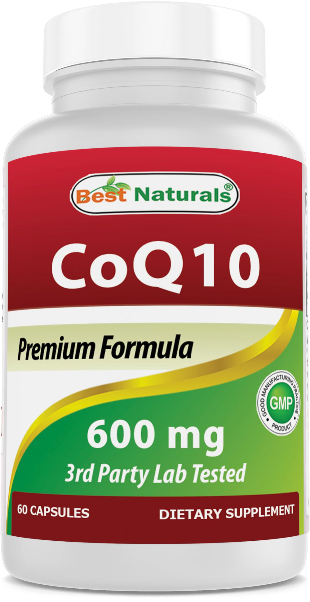 Best Naturals CoQ10 600 mg bottle front for daily wellness.