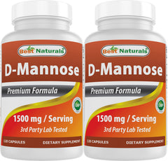 Best Naturals D-Mannose 1500 mg bottle front for daily use and easy dosing.