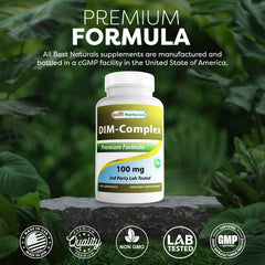Best Naturals DIM Complex label details show non GMO and gluten free status