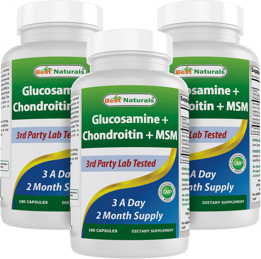 Best Naturals Glucosamine Chondroitin MSM bottle with seal, supports joint health