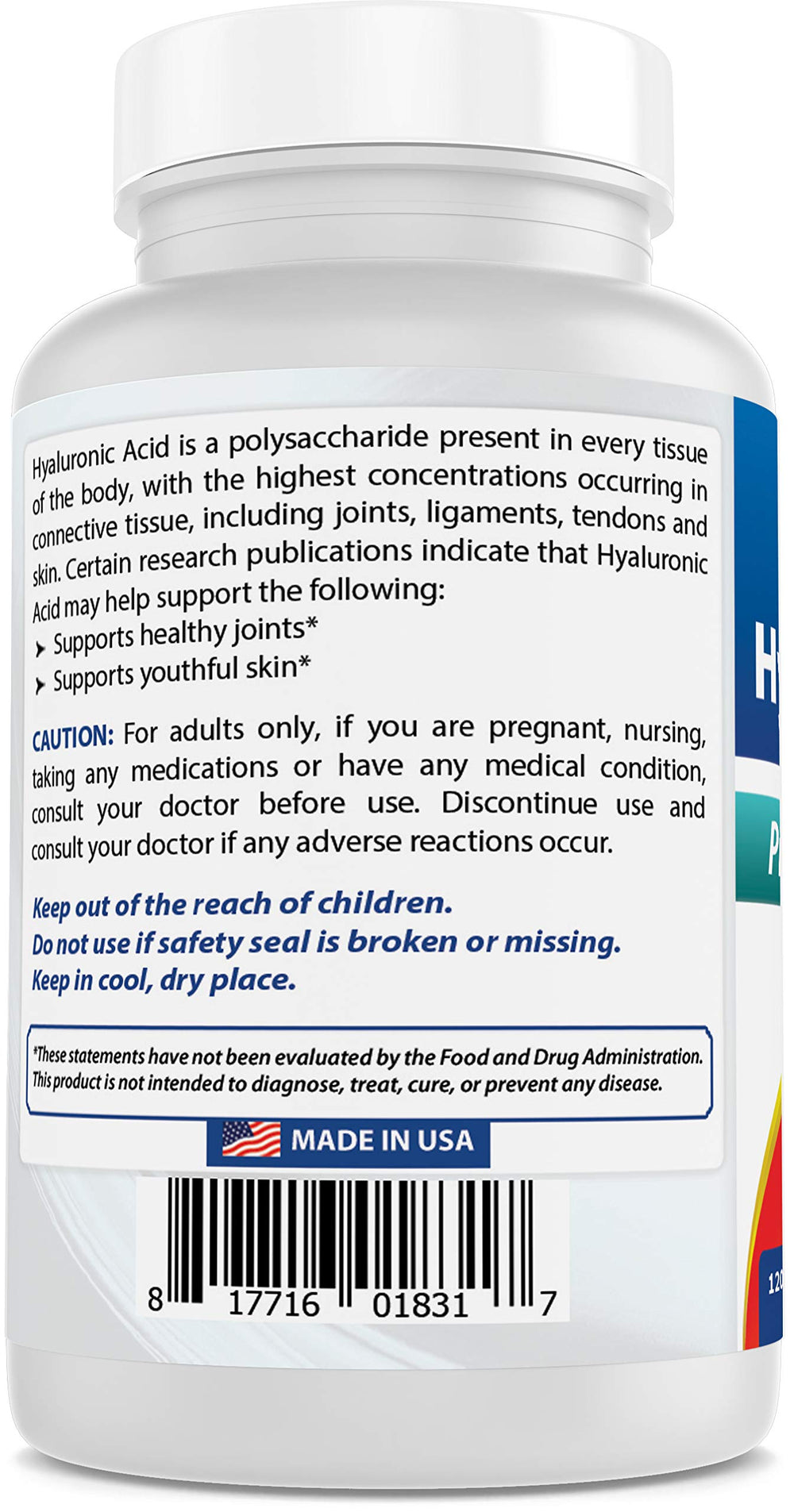 Best Naturals Hyaluronic Acid third-party lab tested seal confirms purity and quality.