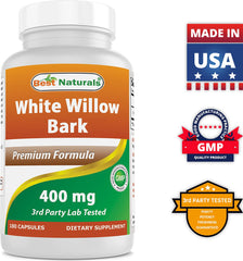 Best Naturals ingredients list close-up featuring willow bark as the primary component.