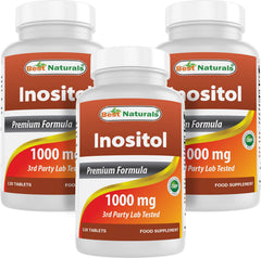 Best Naturals Inositol 1000 mg bottle front view supports daily wellness.