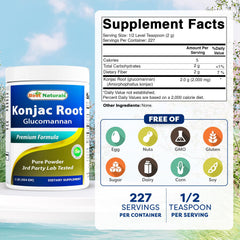 Best Naturals glucomanano Konjac - polvo: fibra soluble para apoyar la digestión