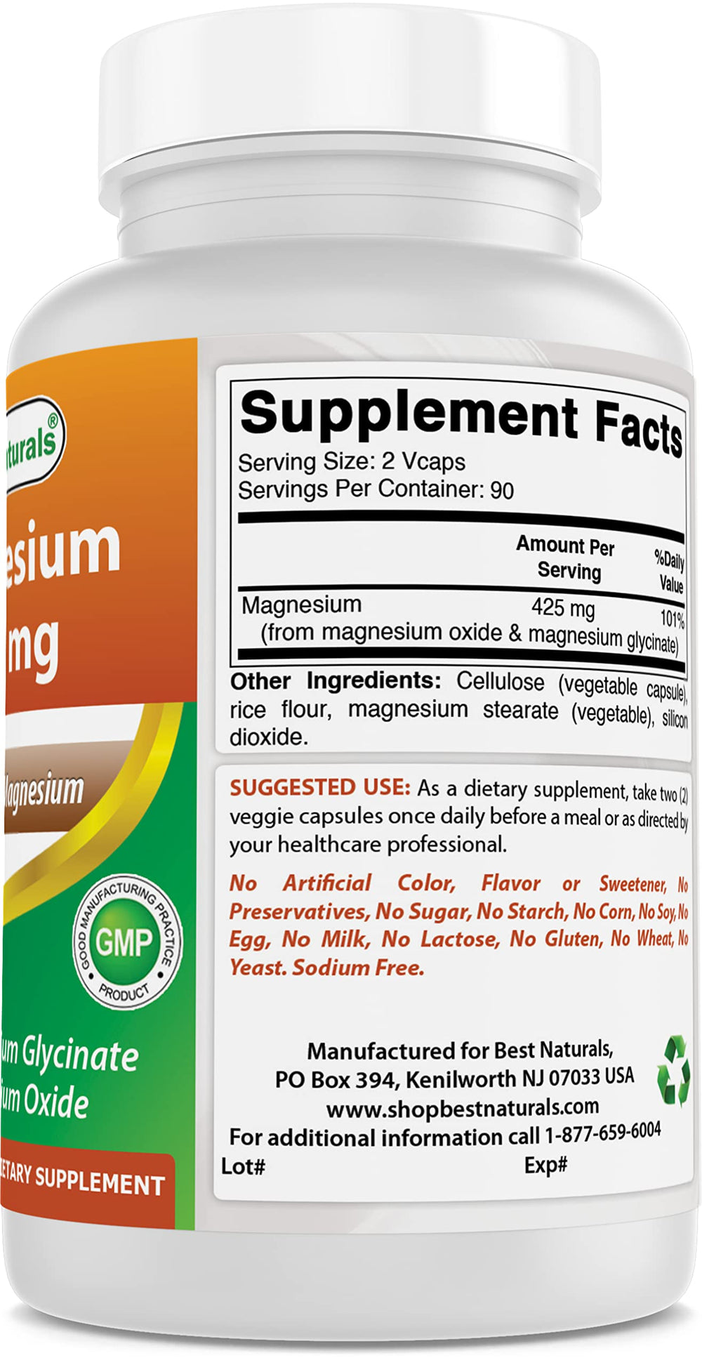 Best Naturals Magnesium bottle side view hints at simple usage.