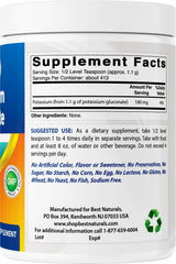 Best Naturals potassium gluconate FDA-registered facility stamp for safety