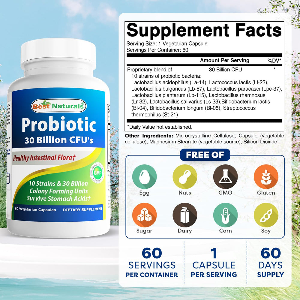 Best Naturals probiotic capsules ready-to-swallow for consistent daily probiotic intake.