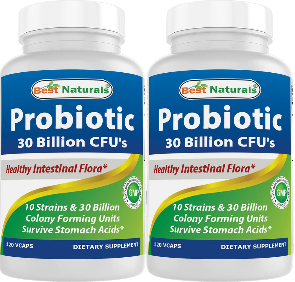 Best Naturals probiotic 10 strains bottle front showing shelf-stable design for daily use