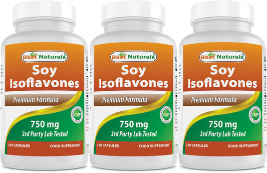 Best Naturals Soy Isoflavones bottle front view for trusted branding and clarity.
