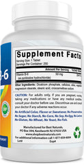 Best Naturals Vitamin B6 tablets stacked to show dosage clarity.