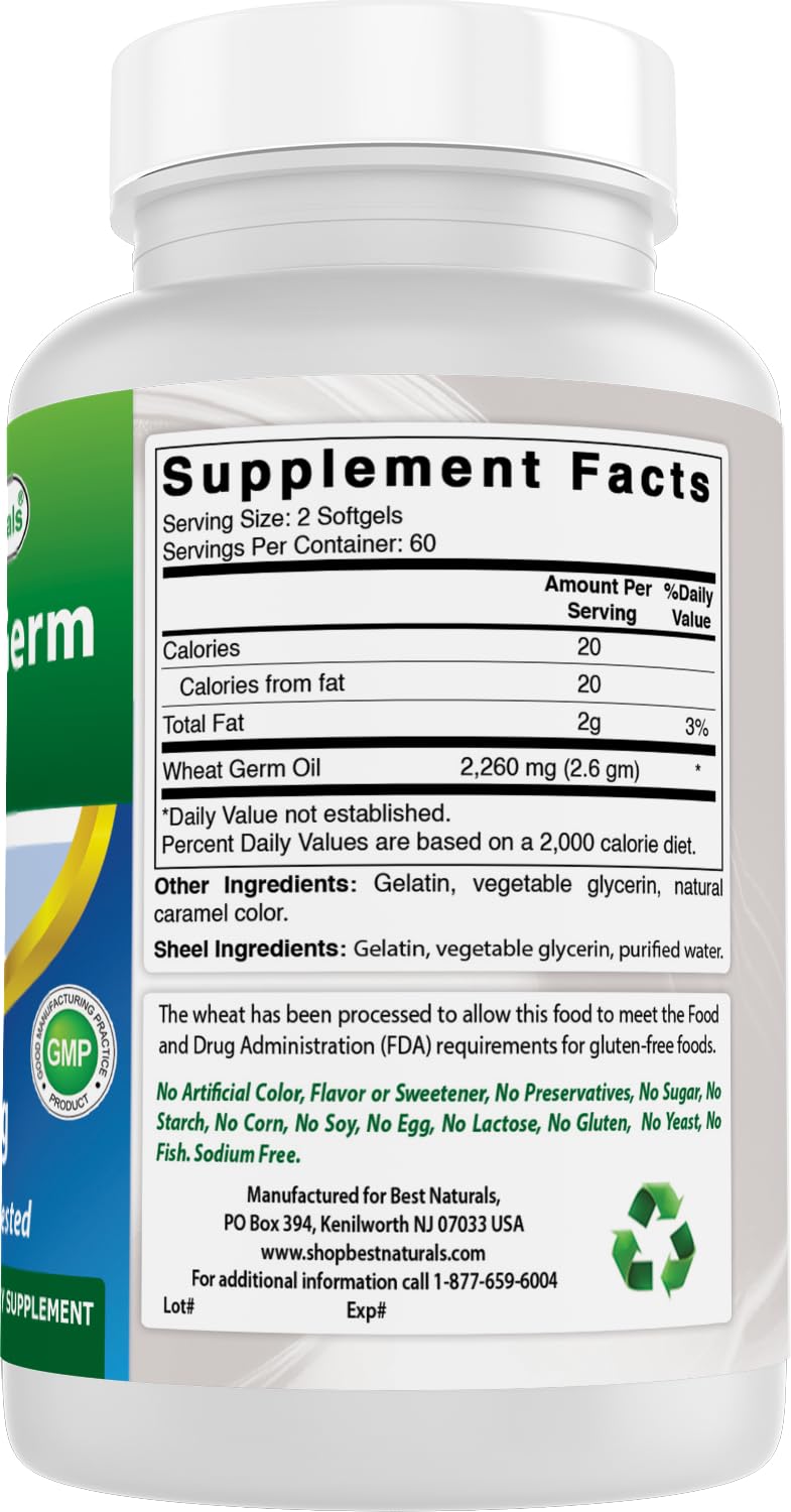Best Naturals Wheat Germ Oil bottle pouring for simple daily usage.