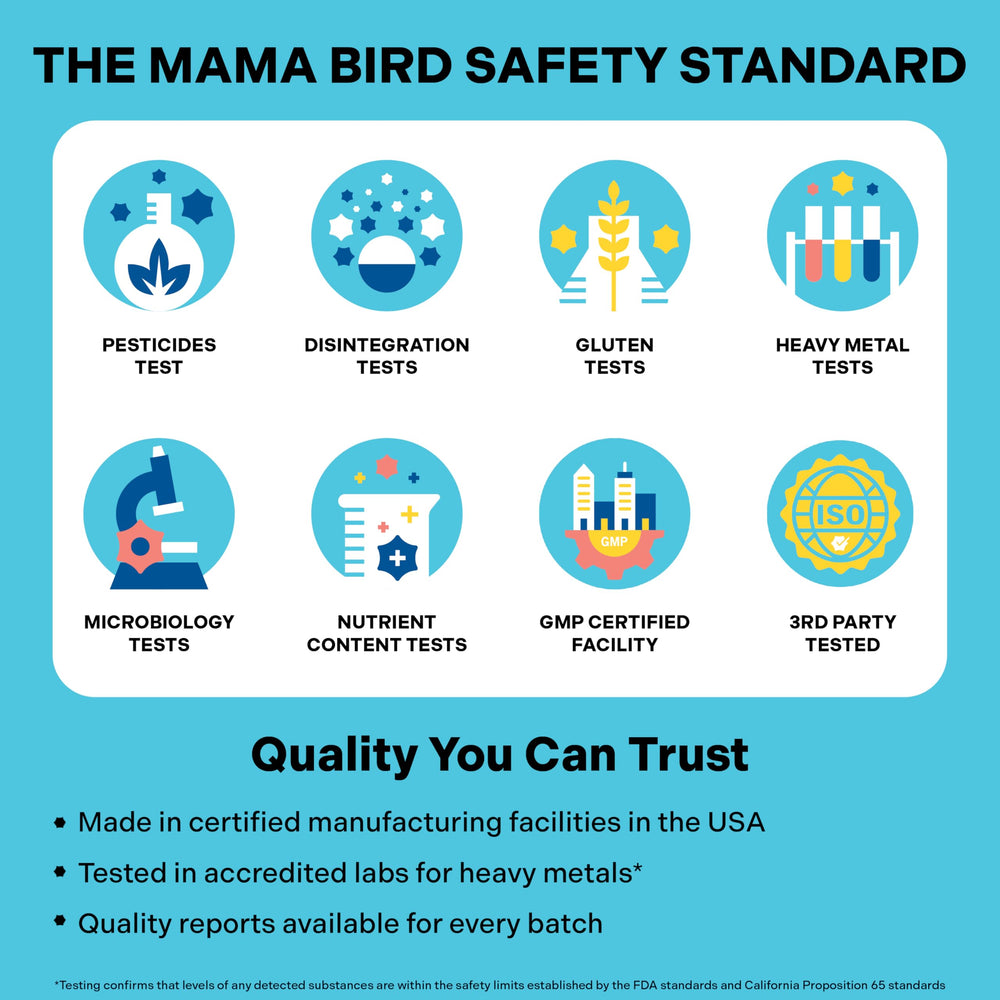 Mama Bird 30-day supply shown in a single bottle