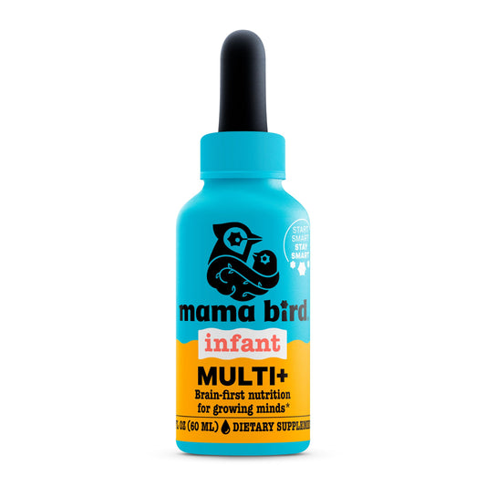 Best Nest Wellness Mama Bird Infant Multi+ orange bottle for easy daily dosing.