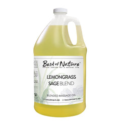 Best of Nature lemongrass and sage massage oil bottle ready for a calming session
