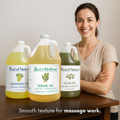 Sesame oil with essential oils for custom blends.