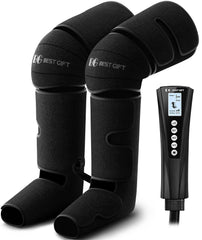 Bestgift air compression massager on legs and feet with soothing heat therapy.
