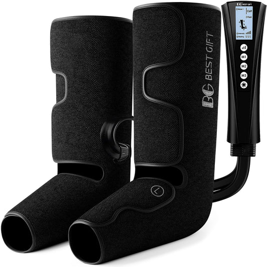 Bestgift foot and leg massager front view with remote for personalized relief.