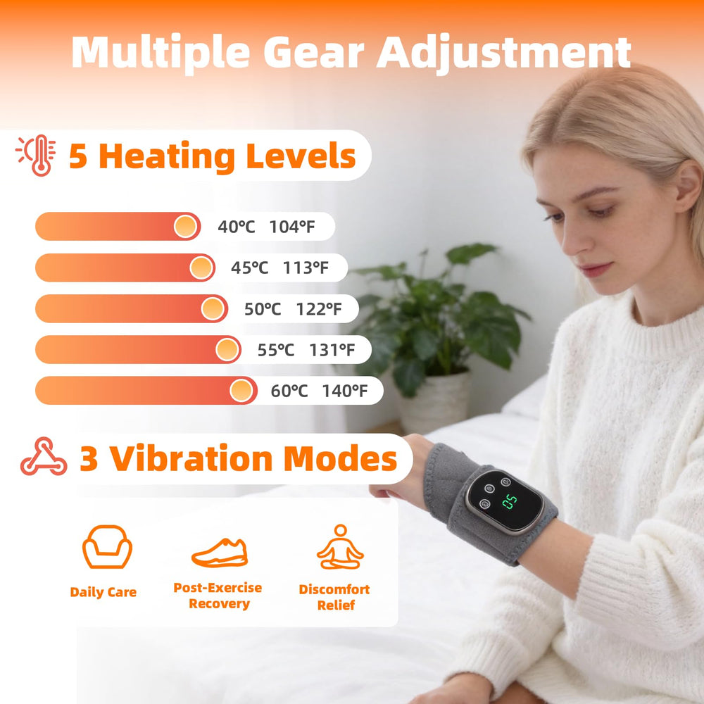 BESTING wrist massager heat levels provide customizable comfort at home and office.