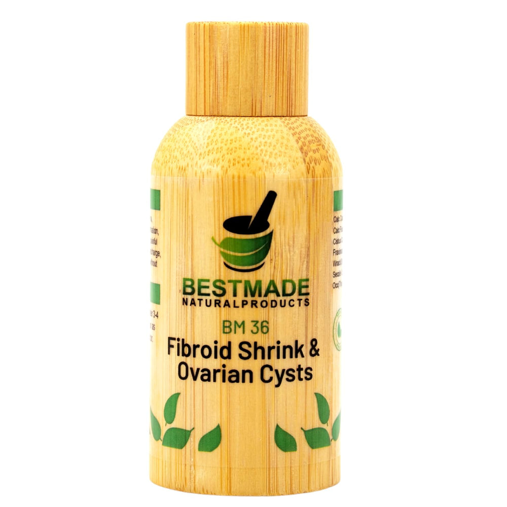 Bestmade Fibroid Shrink drops bottle pour demonstrates easy dosing for uterine health support