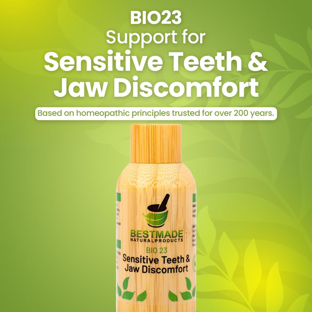 Bestmade BIO23 pellets closeup showing compact natural remedy for oral discomfort.