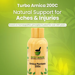 Close-up of Bestmade Turbo Arnica 200C pellets for easy muscle relief