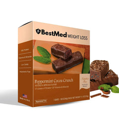 BestMed Weight Loss Bar Peppermint Cocoa product shot highlighting a protein-rich, on-the-go snack.
