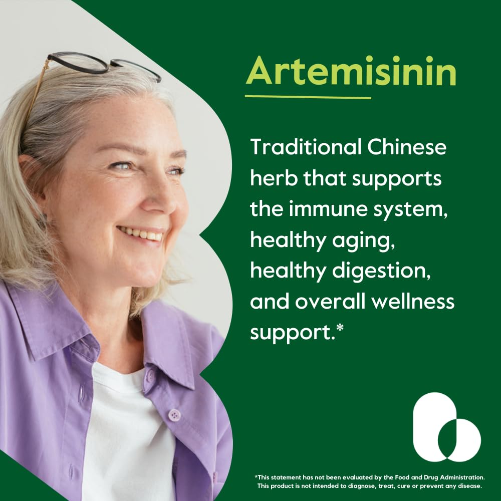 Bestvite Artemisinin label side highlights gluten-free and non-GMO features.