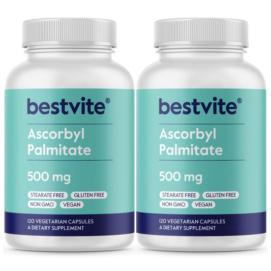 BESTVITE Ascorbyl Palmitate 500mg bottle with antioxidant support in vegetarian capsules