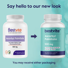 BESTVITE Ascorbyl Palmitate 500mg closeup of easy to swallow capsules