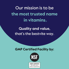 BESTVITE NSF GMP badge emphasizes quality control and safety