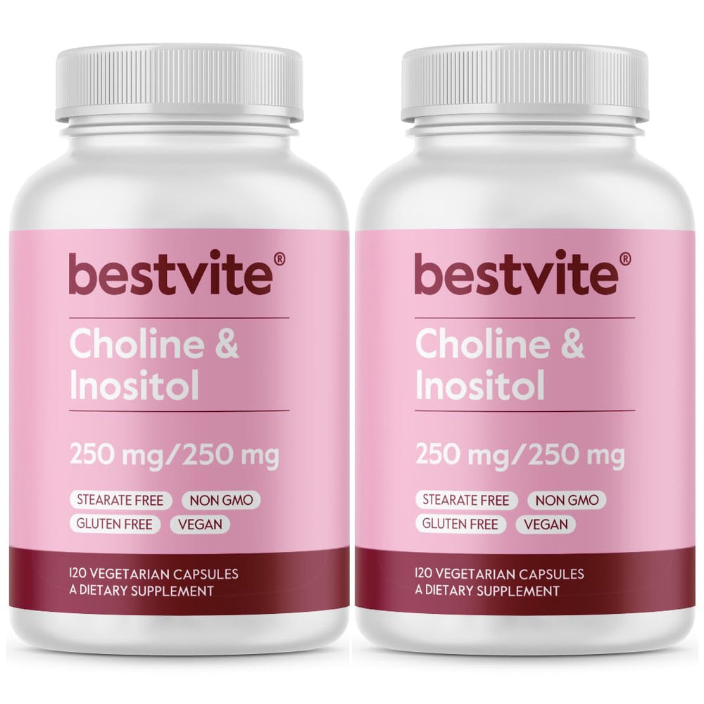 Bestvite Choline Inositol 500mg bottle — vegan capsules for nervous system support