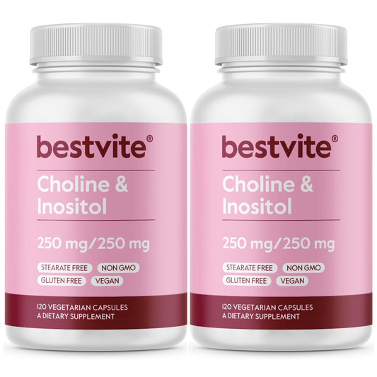 Bestvite Choline Inositol 500mg bottle — vegan capsules for nervous system support