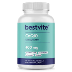 Bestvite CoQ10 400mg bottle highlights potency and antioxidant support.