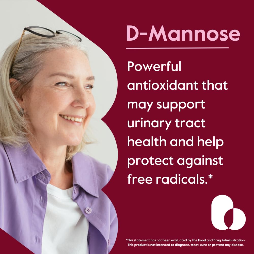 BESTVITE D-Mannose capsules close-up; may support urinary tract health.