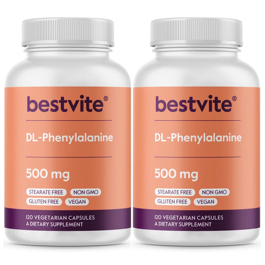 Bestvite DL-Phenylalanine 500mg bottle ready for daily mood and focus support