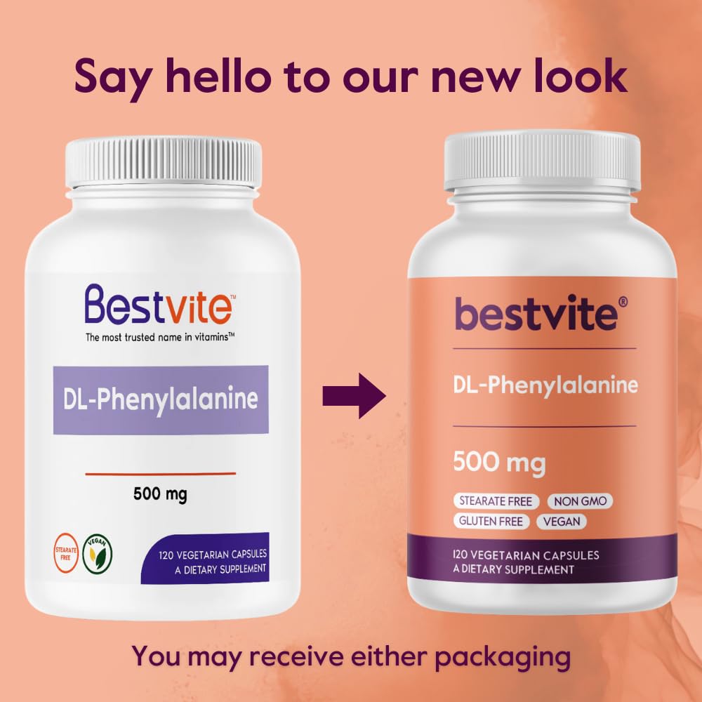 Bestvite DL-Phenylalanine close-up shows capsule size for convenient daily use