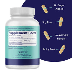 BESTVITE Liposan Ultra ingredients label shows no fillers and gluten-free blend.