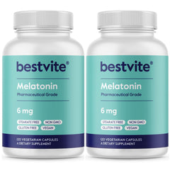 BESTVITE Melatonin 6mg bottle with capsules for a calm evening routine.