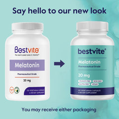 Bestvite Melatonin bottle beside a bedside lamp for a restful night.