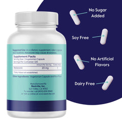 Label detail shows no stearates and gluten-free ingredients.