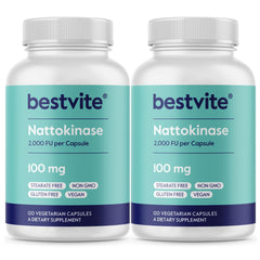 Bestvite Nattokinase capsules bottle with 2000 FU potency for healthy circulation.